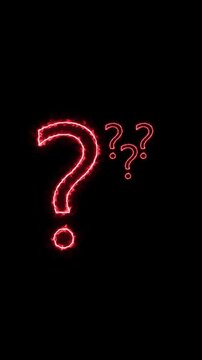Question marks animation with red fire Question marks digital help and support Question marks faq and information graphic on black background for apps