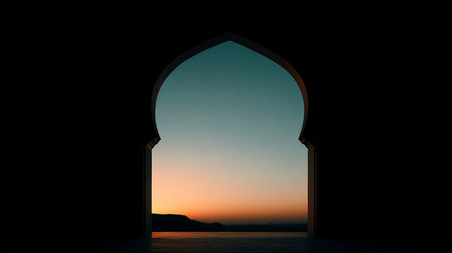 Arched doorway at sunset