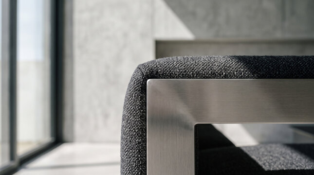 Modern Chair with Metal Frame and Gray Upholstery