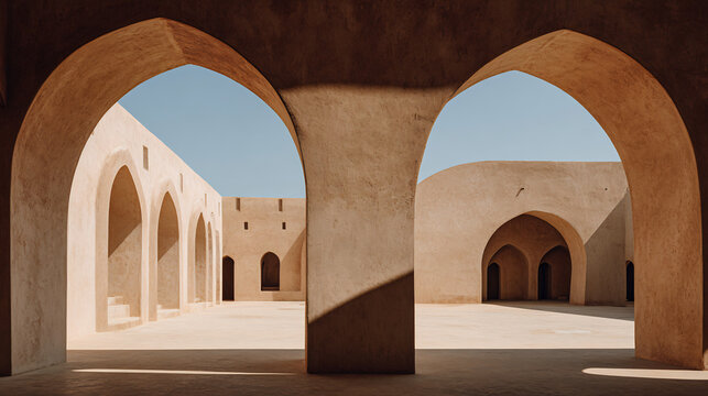 Ancient courtyard with arches