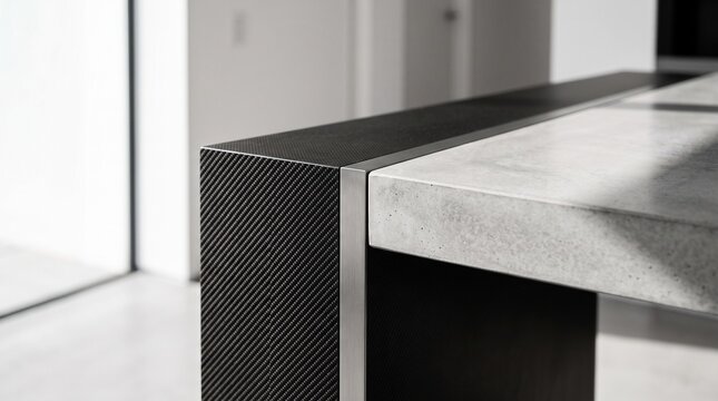 Modern Minimalist Interior with Carbon Fiber and Concrete Details