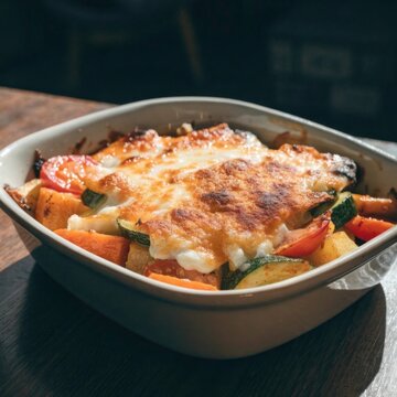  vegetable casserole in a baking dish golden baked 