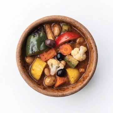  vegetable curry in a traditional clay bowl colorf 