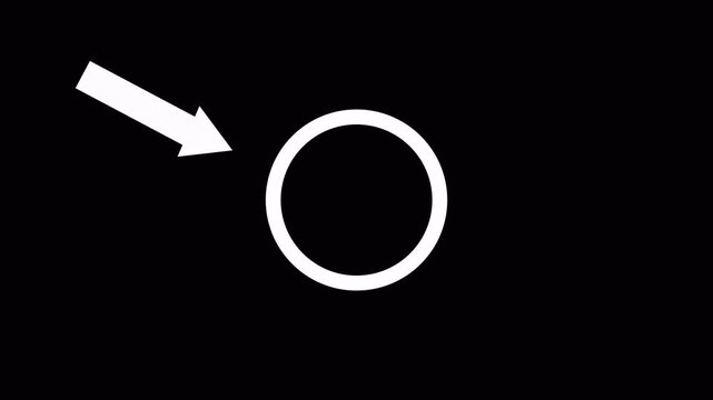 Highlight arrow pointing Symbolizing Attention, Error, or Important Notification with Alpha Channel in 4K.Animated Red circle spotted with arrow on transparent background..Red circle revel loop video