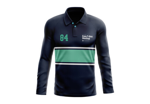 Men's Long Sleeve Polo T Shirt Front View Mockup for Commercial Branding