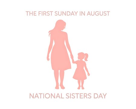 A silhouette illustration of a mother holding hands with her young daughter celebrating national daughters day