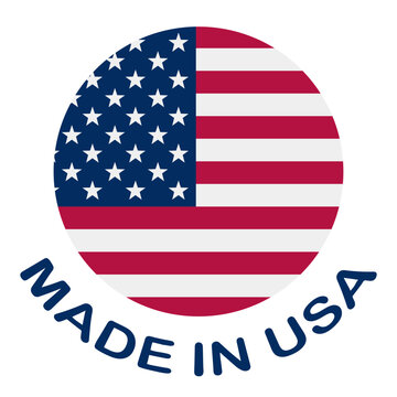 Round American Flag Badge with Made in USA Inscription