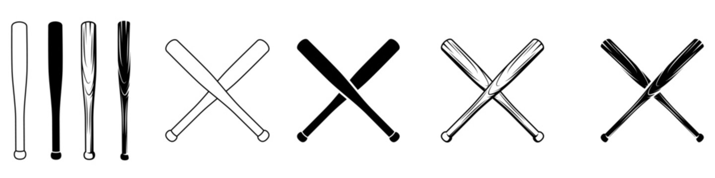 Baseball bat icon vector set. Sports equipment illustration sign collection. Bat symbol. Game logo or mark.