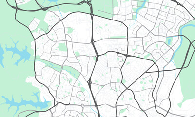 Naklejka premium map of singapore with roads and river. plan, city, cartography, detailed, geographical, navigational, illustration, travel.