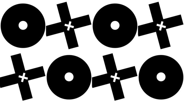 OX geometric pattern black and white animated motion graphic loop