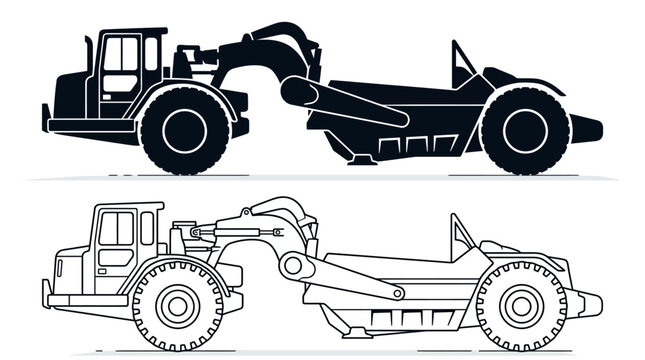 Construction loader silhouette on white background vector illustration