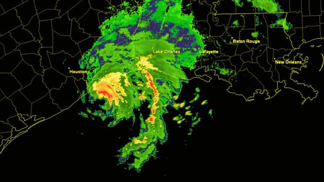 Satellite View of Tropical Cyclone Over Coastal Region with Swirling Cloud Patterns
