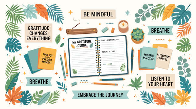 Spiral bound daily gratitude journal.