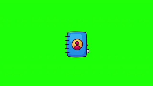 Animated contact address book doodle icon, hand-drawn flat vector line art with wiggle effect, looping motion graphic for business and phonebook design