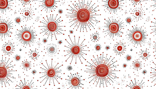 red sunbursts seamless vector pattern background