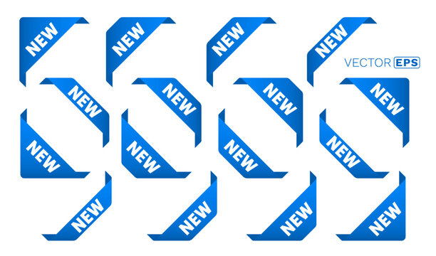 Set of blue NEW corner labels. Ideal for product highlights and promotions.