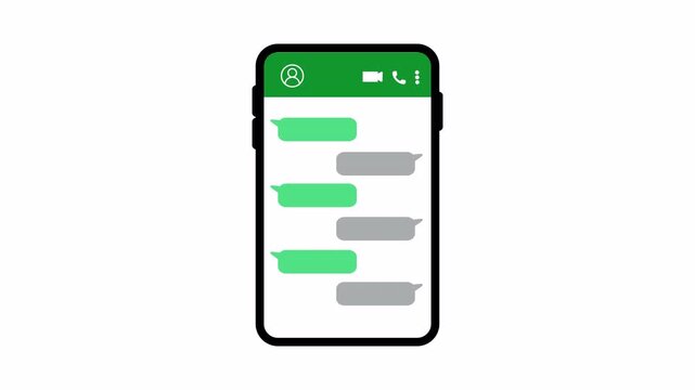 Typing Text Message on Smartphone Animation on Transparent Background, Chat Conversation with Sending and Receiving Messages, Mobile Messaging UI, 4K Alpha Channel