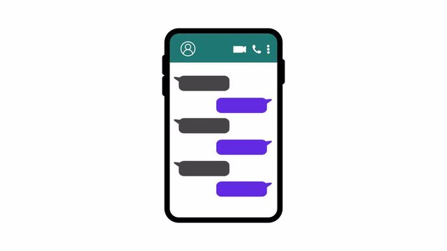 Typing Text Message on Smartphone Animation on Transparent Background, Chat Conversation with Sending and Receiving Messages, Mobile Messaging UI, 4K Alpha Channel