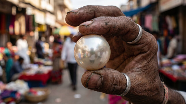 The Parable of the Pearl of Great Price. A merchant holding one breathtakingly perfect, giant pearl, having sold everything he owns