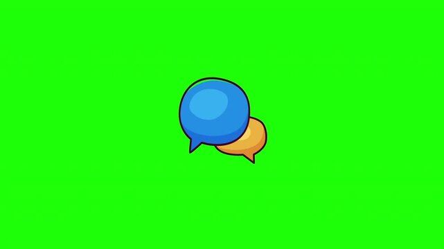 Animated typing indicator chat bubble doodle icon with three dots, hand-drawn flat vector line art, looping motion graphic for messaging design