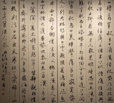 Chinese cursive script calligraphy, characterized by flowing, interconnected strokes