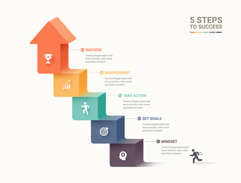5 Step Arrow Infographic Template Background with Business Success Process Workflow Modern Vector Design