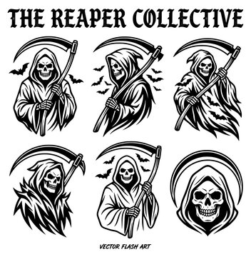 set of cartoon reaper vectors