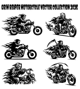 grim reaper motocycle vector collection