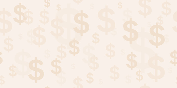 Seamless pattern with dollar signs. Background for content about online shop price offer, promo deals and savings. Gold color.