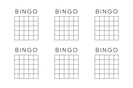 Bingo card blank set. Simple bingo card vector template for printing. Bingo ticket design.