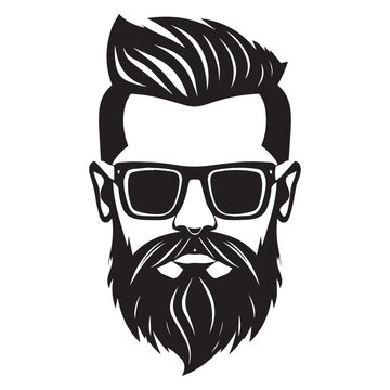 Stylish Bearded Man with Sunglasses Silhouette Vector Illustration