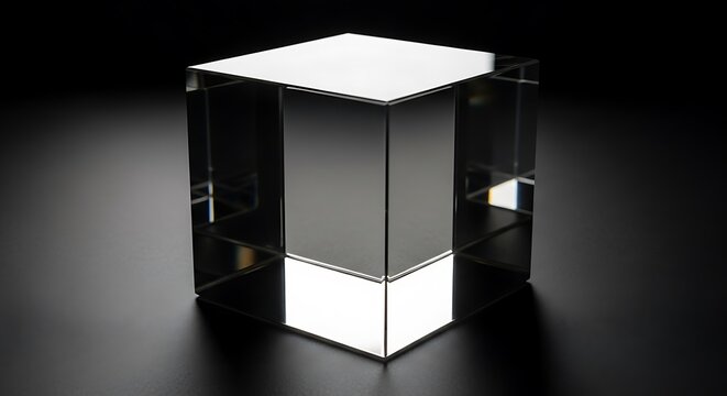 3d rendered illustration of a glass cube on black