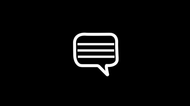 Simple comment bubble icon for online messaging 4k video animation.