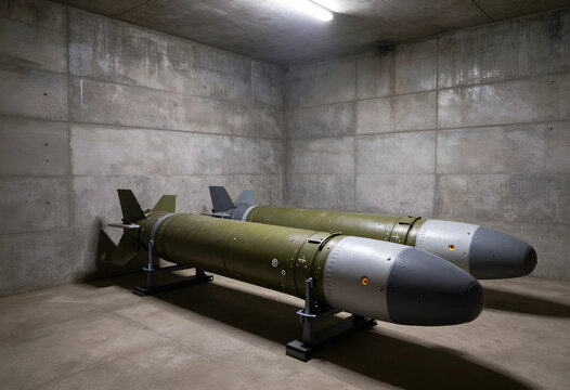 Two ballistic missiles in underground concrete storage room