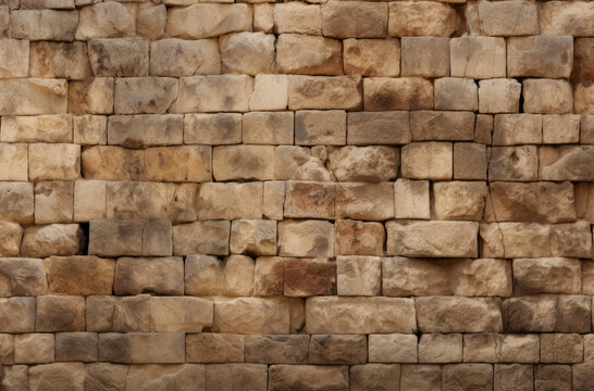 Processed collage of old ancient sand block wall texture in daylight. Background for banner.