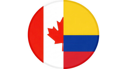 Fototapeta premium Canada and colombia flags combined in a circle isolated on transparent background
