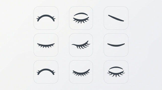 Set of realistic black eyelashes for beauty and makeup applications. High-detail lash extensions for professional cosmetic design and digital templ...