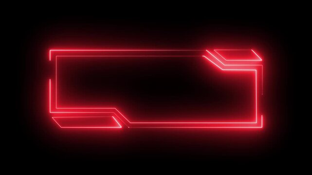 glow Neon rectangular frames with shining effects on Black background. Square box with neon lines. neon box pattern. neon digital HUD lights wiggle on black background 4k animation.