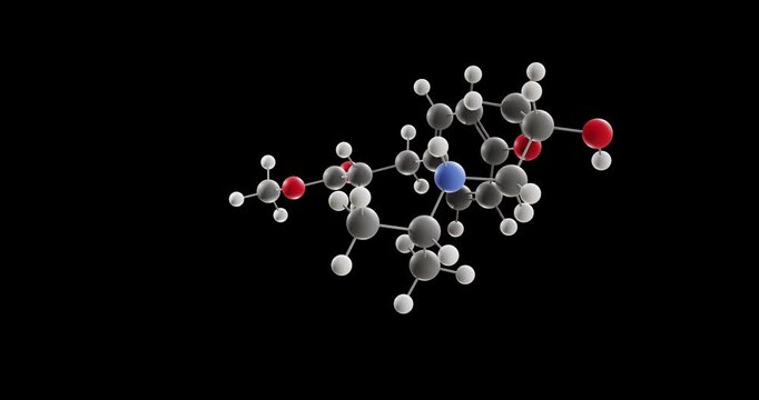 Esmolol molecule, rotating 3D model of beta blockers, looped video on a black background
