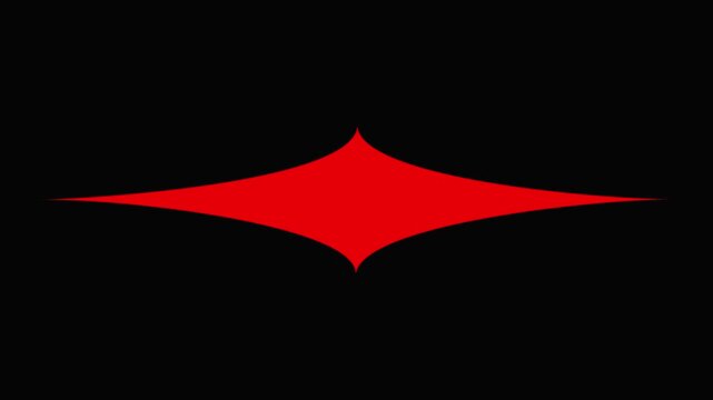 Minimalist red diamond shape expanding animation on black background, abstract motion red
