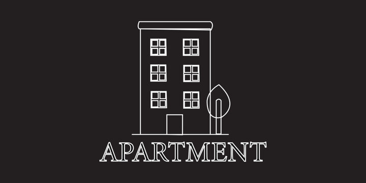 Apartment building line art icon with tree real estate apartment life estate agent home ownership property development urban planning block flat icon property management