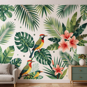 Anime Pattern Zebra. A Modern, Exotic Design Featuring A Collage Of Tropical And Polka Dot Patterns For Paper Or Fabric Interior Decor