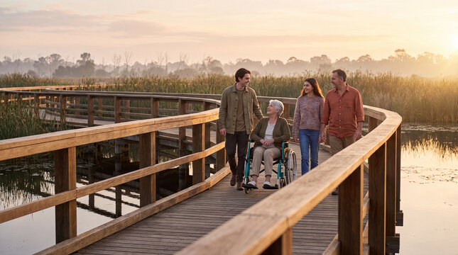 Accessible Wetland Boardwalk Friends Begin Multigenerational Nature Walk