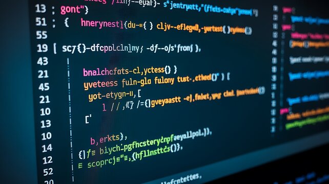 Software source code displayed on computer screen for programming