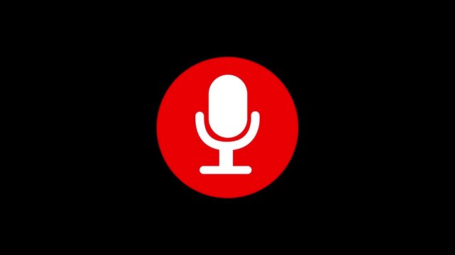 Abstract a glow microphone Voice recording animation. Voice recording podcast mic icon 4k animation.