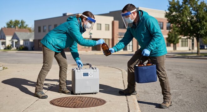 Field Scientists Retrieve Municipal Wastewater Samples For Surveillance