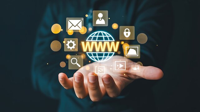 Global digital communication and business technology network concept