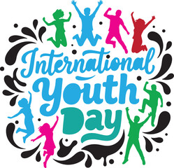Obraz premium Colorful group of young people celebrating international youth day with joy and energy