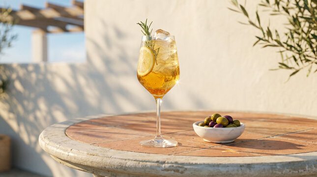 Citrus Daycap Cocktail on Terrace, Afternoon Society Concept