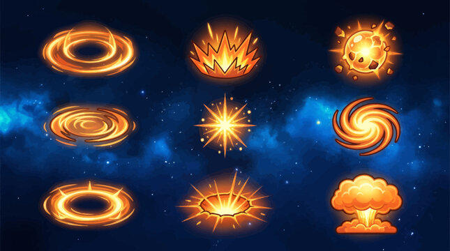 Explosion and Fire Magic Effect Sprite Sheet for Game Design and Animation Set